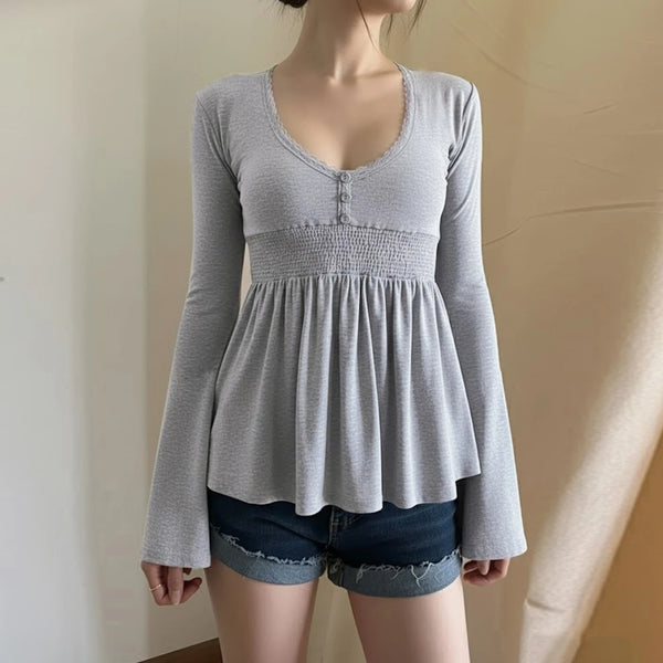 Chic Lace Trim Knit Top